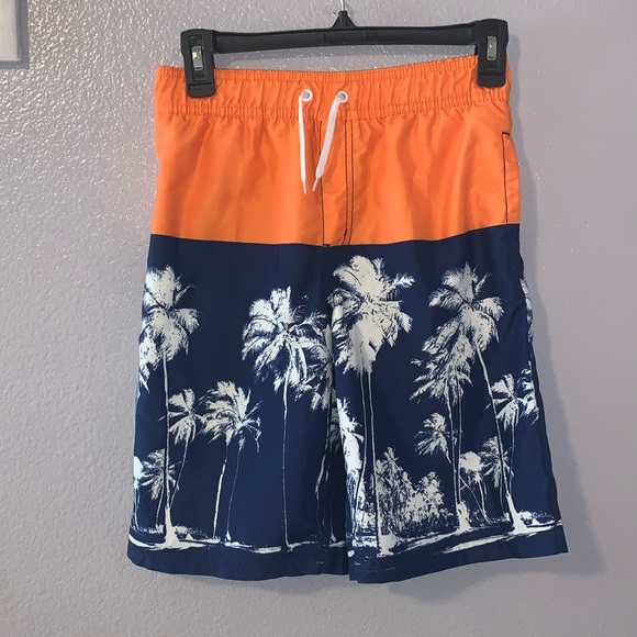 Crazy 8 boys 10/12 mesh lined tropical print swim trunks - Picture 1 of 8